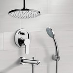 Tub and Shower Faucet, Remer TSH36, Chrome Tub and Shower System with Rain Ceiling Shower Head and Hand Shower